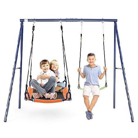 Metal Swing Sets for Backyard 440 lbs Heavy Duty Swing Stand A