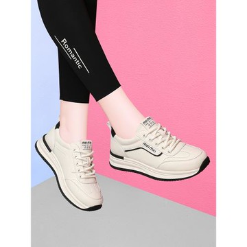 真皮小白鞋女2025春秋新款爆款跑步運動鞋輕便軟底媽媽旅游休閑鞋