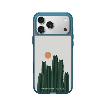 iPhone 17 Pro Max Clear (相機按鈕) 夜幕藍 - ilovedoodle (Lim Heng Swee) - Cat and Plant - 貓咪仙人掌