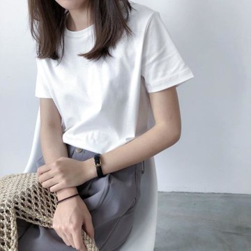 純棉短袖t恤打底 Cotton short sleeve T-shirt women pure white