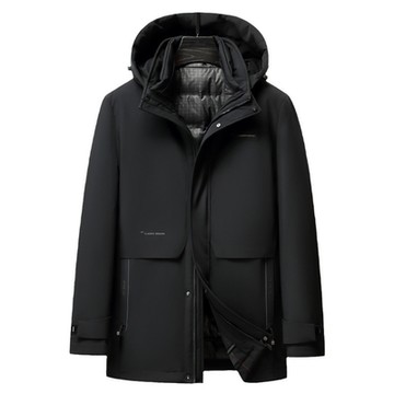 [巴黎精品] 真羽絨90%白鴨絨羽絨外套羽絨衣夾克-一衣三穿連帽保暖內膽男外套2色a1is81