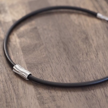 原木男士皮革項鍊銀925