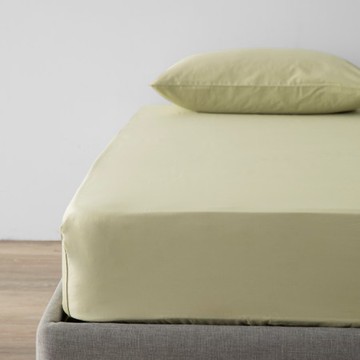 PALETTE250織素色純棉床包單人琉璃綠