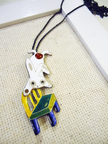 Naughty Rabbit Enameling Necklace 玩耍兔琺瑯項鍊