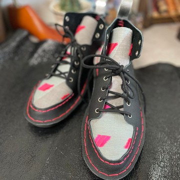 Japan Made 播州織 黑色×提花 高筒運動鞋