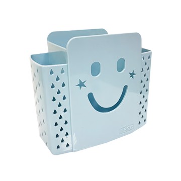 Cassido 卡司多 靜電貼微笑置物盒 免釘免鑽 無痕不殘膠 底部溢水孔設計 環境隨時保持乾燥  天空藍  1個