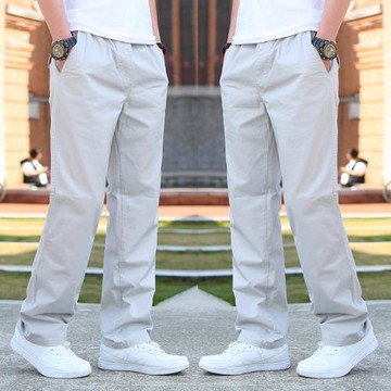 工裝褲男夏季青年休閑長褲子男褲寬松直筒褲春秋運動褲男彈力簡約