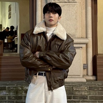 正韓霧感素皮革水貂毛短版夾克外套 2色 YUPPIE 預購商品 1208