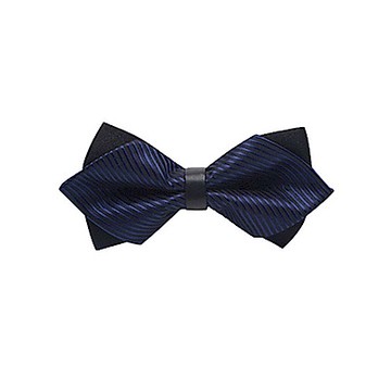拉福  高檔尖角領結新郎結婚領結糾糾 (兒童藍黑斜紋)