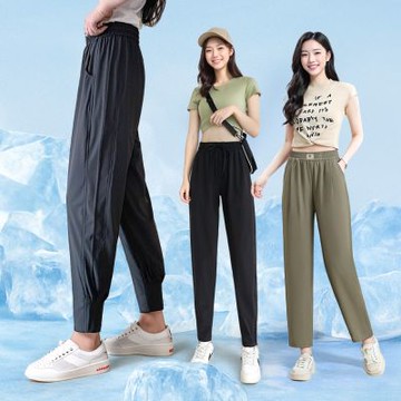 【Amore】夏日韓版冰絲涼感工裝褲