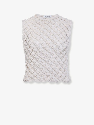 Square cotton blend top with macramé workmanship - ALAIA - gender_Woman