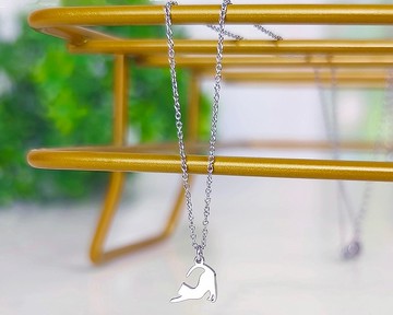 迷你伸懶腰的貓項鍊(小朋友可戴)-迷你動物剪影系列-