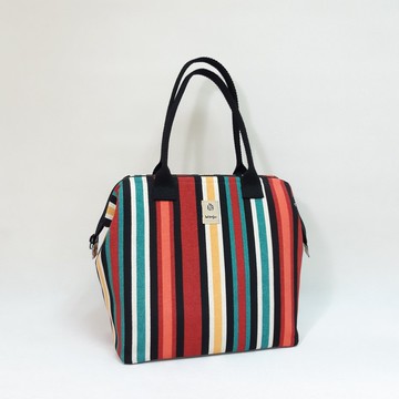 保溫便當袋 25x15cm / 醫生口金手提袋 / 個性條紋(防潑水)