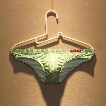 MXXCHO時尚個性回形印花男士內褲男低腰性感緊身透氣潮流三角褲頭