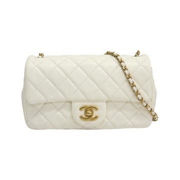 CHANEL 香奈兒 白色羊皮 Mini Matelasse 20 肩背包 AS1787 【二手名牌BRAND OFF】
