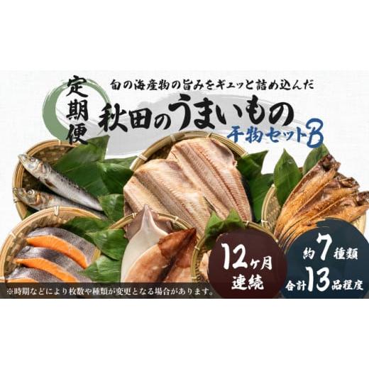 ふるさと納税 秋田県 にかほ市 《定期便》12ヶ月連続 干物セット 13品程度(7種類程度）「秋田のうまいものセットB」