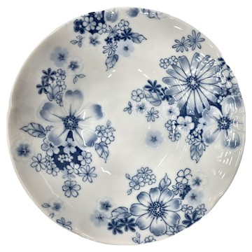 深缽 日本製陶瓷  17 x 5.5cm  花滿開 白色  1個