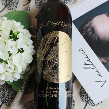 The Moment遇見妳 地圖寫實系列|訂製 地圖&星座 紅酒—雕刻