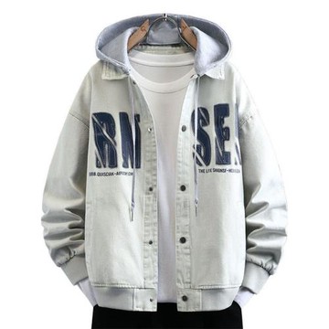 青少年牛仔夾克男士2025春季新款潮流帥氣初高中學生男孩連帽外套