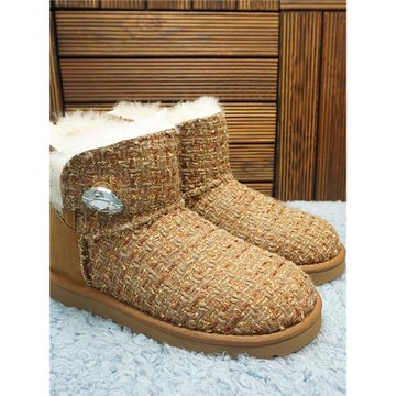 新款羊毛雪地靴  短筒一粒扣   拼色編織保暖棉靴女靴子防滑22-13