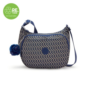 藍米格紋雙層側背包-CAI