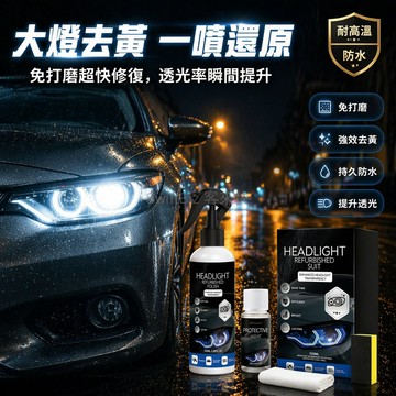 台灣出貨✨ 車燈翻新劑 大燈發黃修復液 免打磨拋光劑 汽車頭燈清洗套裝 100ml+20ml含工具