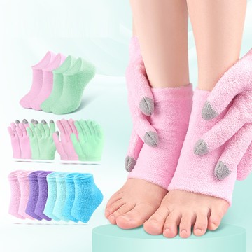 大友los1962B羽毛紗凝膠後跟襪手足部護理保濕滋潤凝膠觸屏手套SPA植物精油全