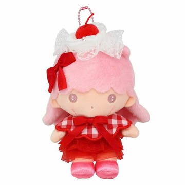 小禮堂 Sanrio 三麗鷗 粧美堂 LALA 絨毛玩偶吊飾 (櫻桃鮮奶油)
