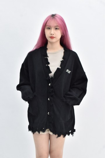 (F) eoh 長袖黑色罩衫