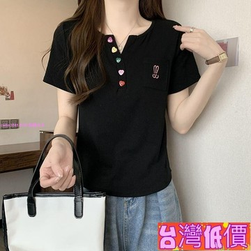 悅裳💎台灣免運💎大尺碼立體裝飾設計感短袖t恤女2025夏季新款緊身顯瘦遮肉外穿上衣