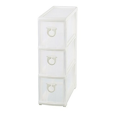 KEYWAY 聯府 高見三層隙縫收納櫃 附輪 33L  595 x 450 x 180mm  透明色  1個