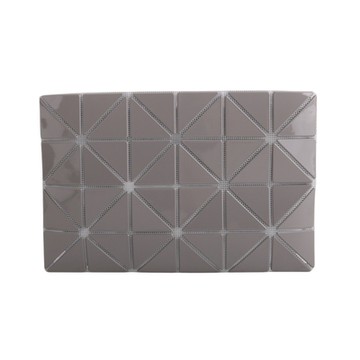 ISSEY MIYAKE  BAOBAO 幾何方格4x6拉鍊萬用扁包(亮淺灰)