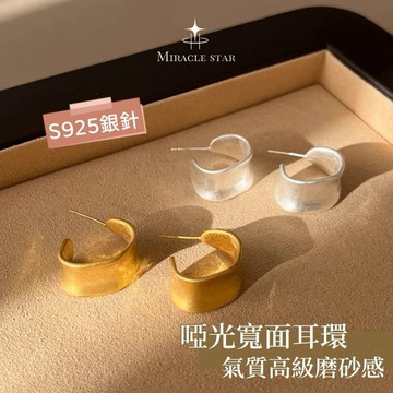 Miracle star ✨韓系小眾啞光寬面耳環女氣質高級感磨砂耳環秋冬耳飾