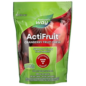 Nature's Way, ActiFruit™，蔓越橘果味咀嚼片，500 毫克，20 片軟咀嚼片