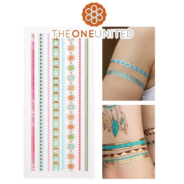 The One 歐美時尚金屬感紋身貼(中)-1-衝浪女孩