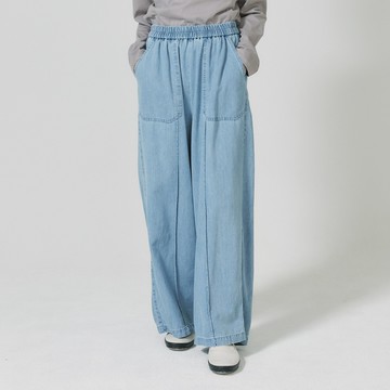 口袋車線牛仔褲 藍F