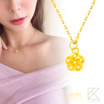 【TLH】黃金墜項鍊 純金999 多重奏 約重0.08錢±0.01