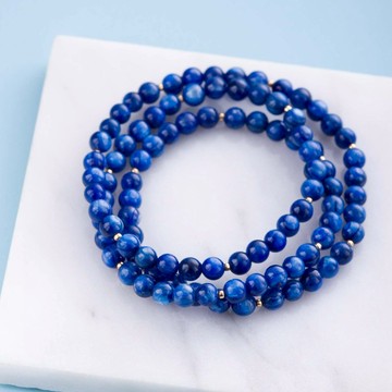 藍晶石三圈14KGF手鍊 | 不褪色 |  天然水晶6mm手鏈客製化禮物