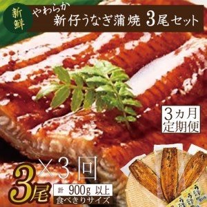 AD-110　やわらか新仔うなぎ食べ切りサイズ100～120g　3尾×3回　計900ｇ以上