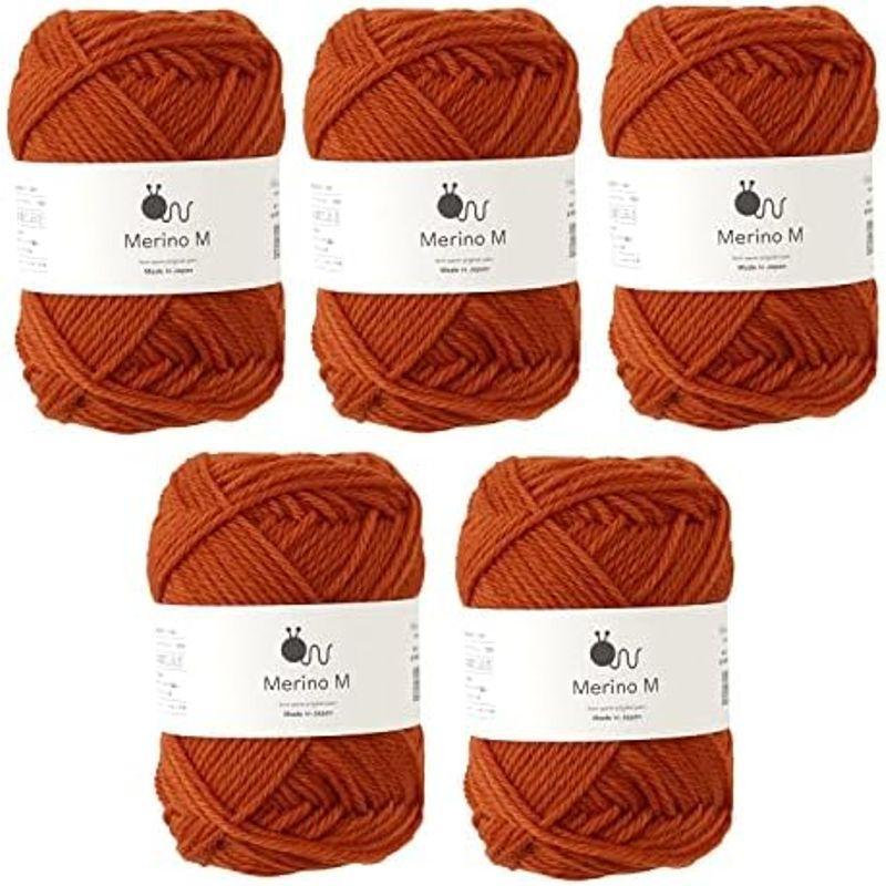 原ウール knitworm 毛糸 5玉セット メリノ M 並太 40g (約80m) ウール 日本製 6.イエロー