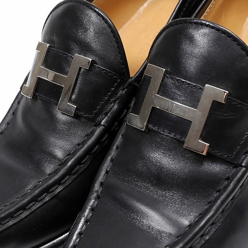 中古】 HERMES エルメス ローファー コンスタンス レザー ブラック 