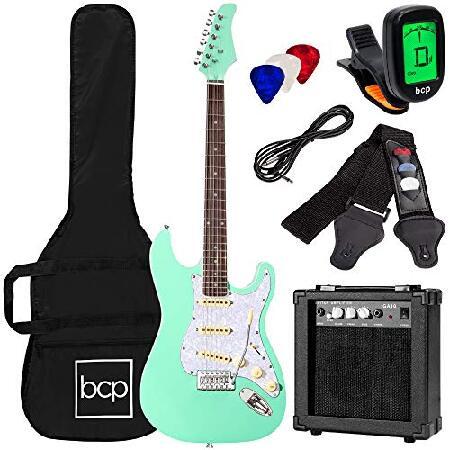 Best Choice Products 39in Full Size Beginner Electric Guitar Starter Kit w Case, Strap, 10W Amp, Strings, Pick, Tremolo Bar SoCal Green