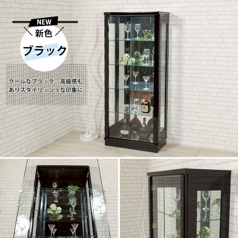 【新品】コレクションケース ガラス フィギュアケース 3段ワイド 棚 ブラック ガラスコレクションケース JONY ワイド ハイタイプ 幅80cm×奥行