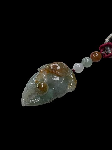 糯冰種小三彩八方來財項墜