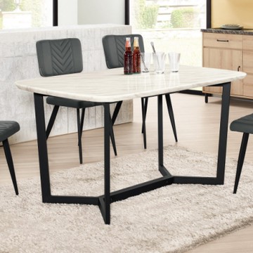 Boden-雷夫格4.7尺工業風石面餐桌-140x85x75cm