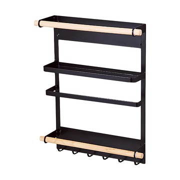 鐵藝磁吸冰箱架 多層置物架 廚房收納架  24.5 x 34cm  黑色  1個