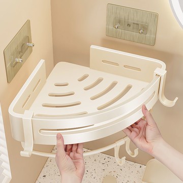 藍藤奶油風浴室置物架免打孔衛生間三角架洗澡間轉角收納架壁掛式