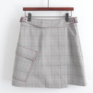 2025夏裝新品 名媛小香風高腰格子短裙女時尚潮流氣質剪標