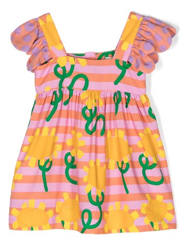 Stella McCartney Kids - floral-print square-neck dress - kids - Sustainable Viscose/Lyocell - 8 - Pink