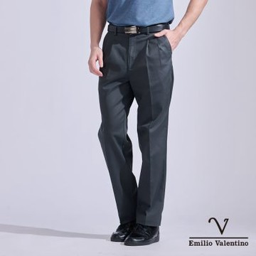 Emilio Valentino 范倫鐵諾 男 彈力  保暖厚款 平面休閒褲_灰色(70-4A8763)